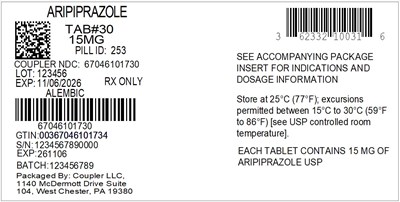 Label (62332 100 31 Aripiprazole 15mg 67046 1017 30)